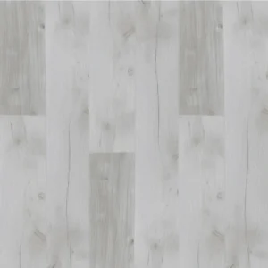 Light gray wood-grain laminate flooring texture with subtle knots and vertical planks.