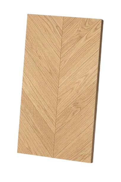 Light oak Chevron parquet wood flooring plank sample.