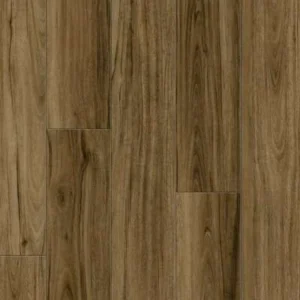 Rich teak wood-grain SPC flooring planks.