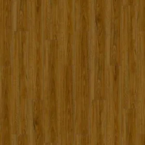amber-colored SPC flooring planks with a prominent, narrow wood grain.