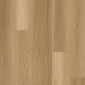 honey-oak SPC luxury vinyl planks with natural wood grain patterns.