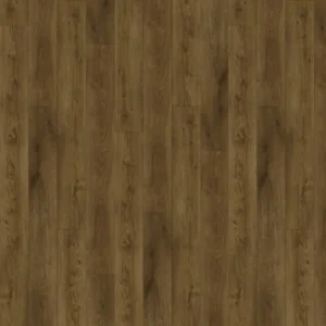 Dark brown wood-grain vinyl plank flooring arranged in a classic straight-lay plank pattern.