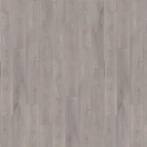 Light gray wood-grain vinyl plank flooring arranged in a classic straight-lay plank pattern.