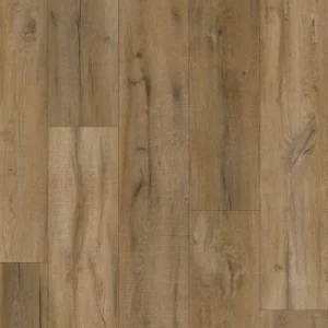 Natural oak wood-grain SPC flooring with rustic texture.